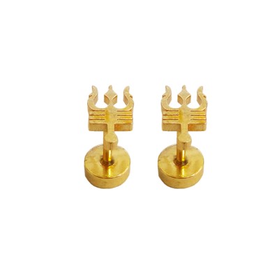 Shiv Trishul Design Steel Stud Earring For Men